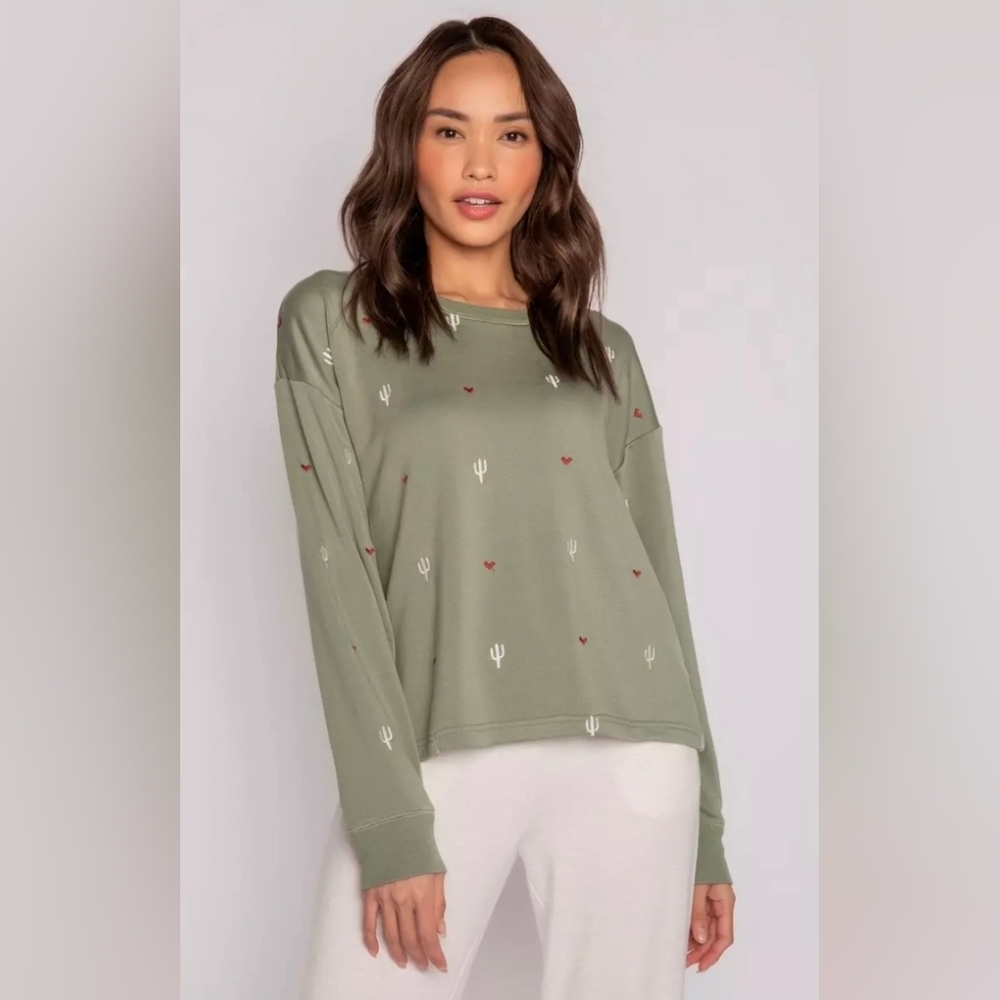 P.J. Salvage Wild Lands Embroidered Raglan-Sleeve Top